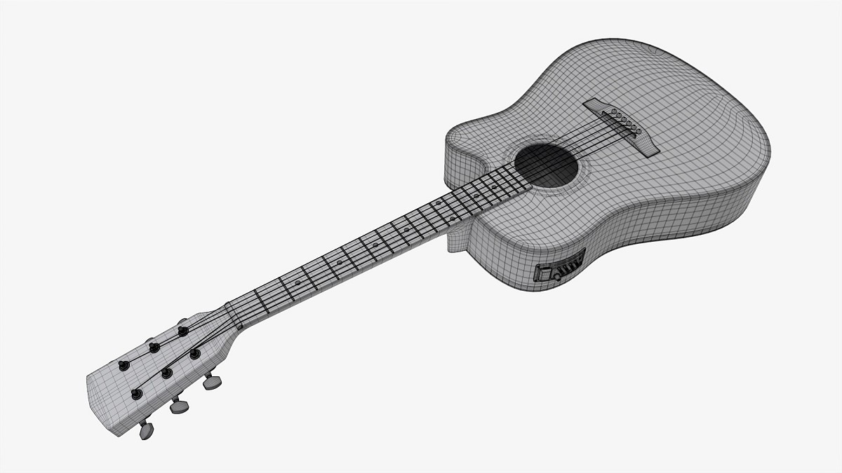 Acoustic Dreadnought Guitar 02 Black Blue