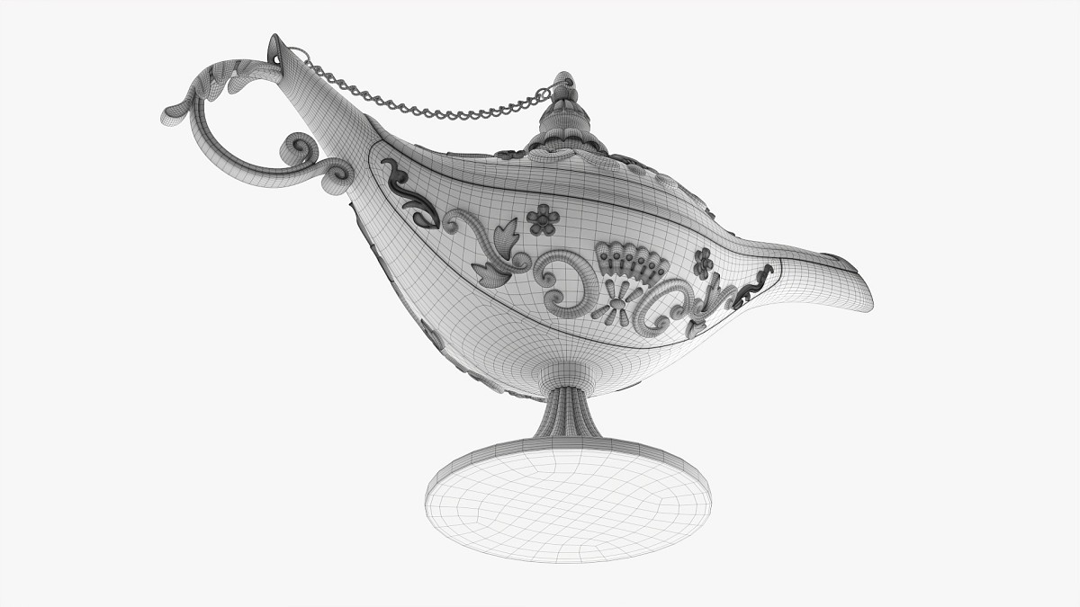 Aladdin magic lamp decorated silver