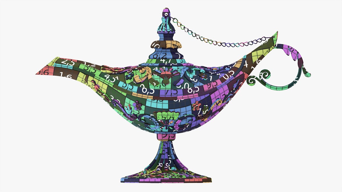 Aladdin magic lamp decorated silver