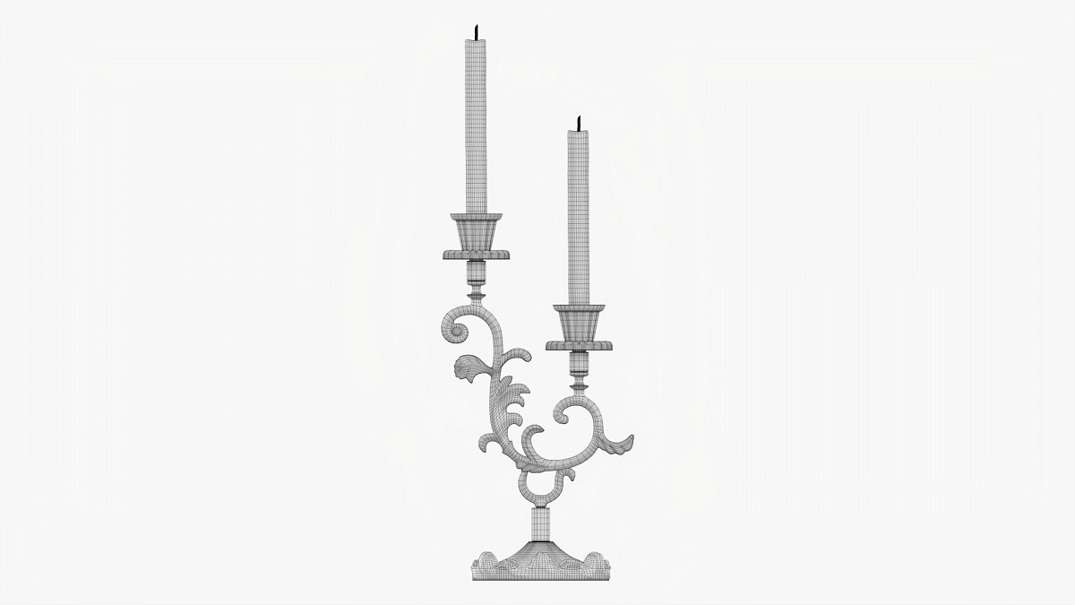 Antique Candlestick With Candles 01