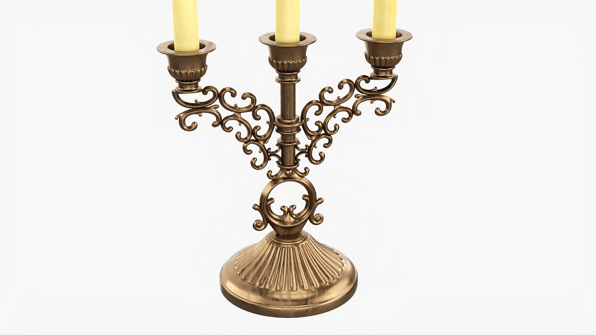 Antique Candlestick With Candles 02