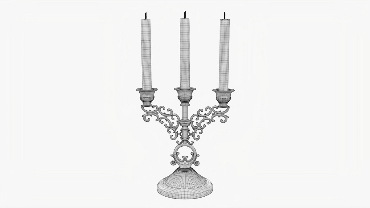 Antique Candlestick With Candles 02