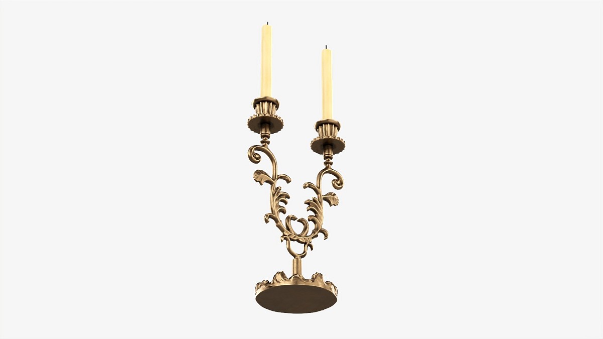 Antique Candlestick With Candles 03