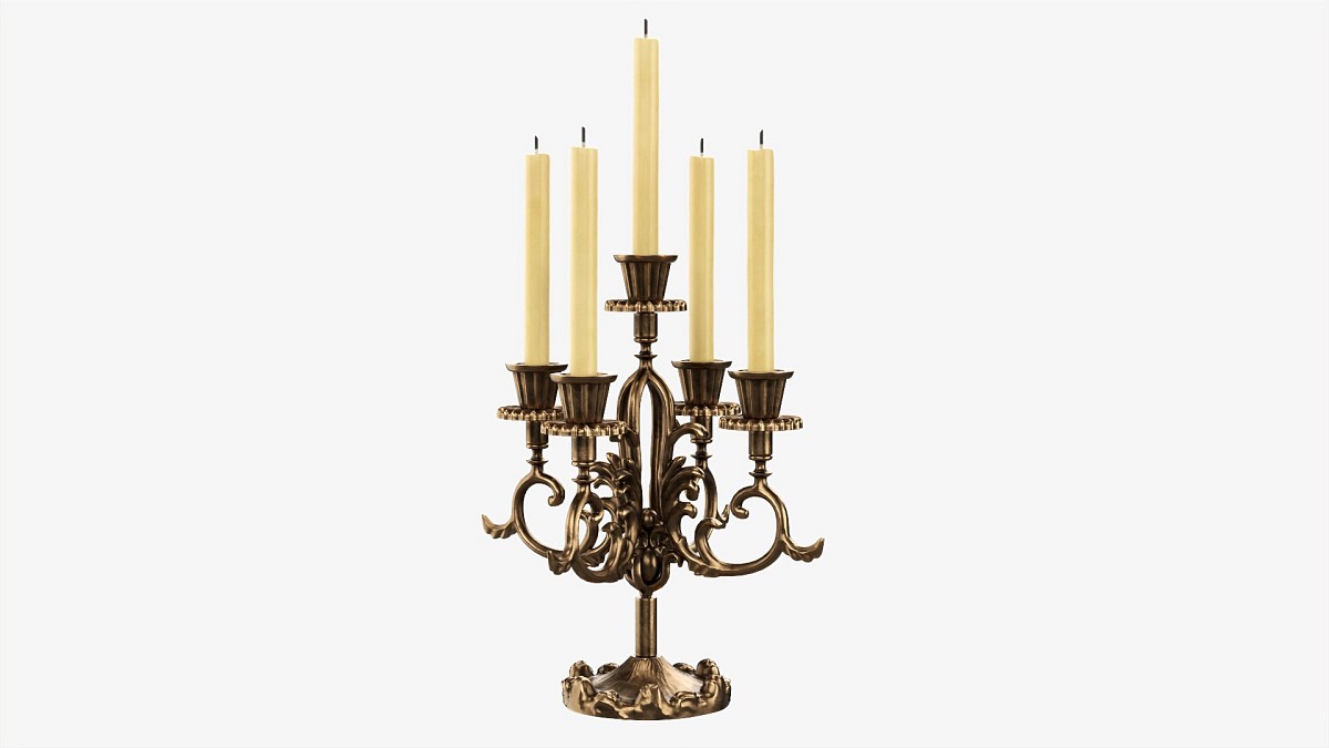 Antique Candlestick With Candles 05