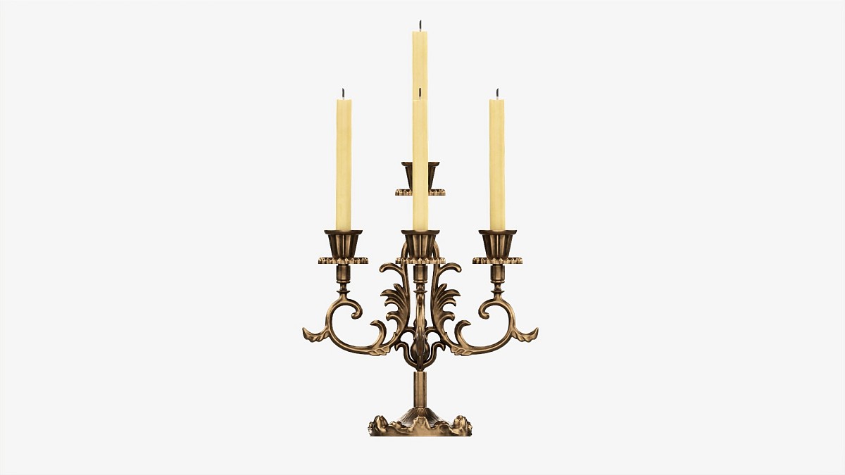 Antique Candlestick With Candles 05