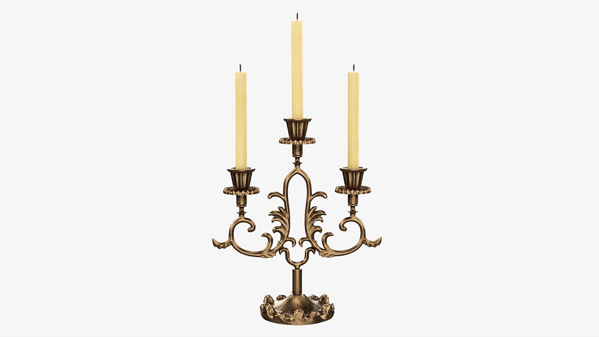 Antique Candlestick With Candles 06