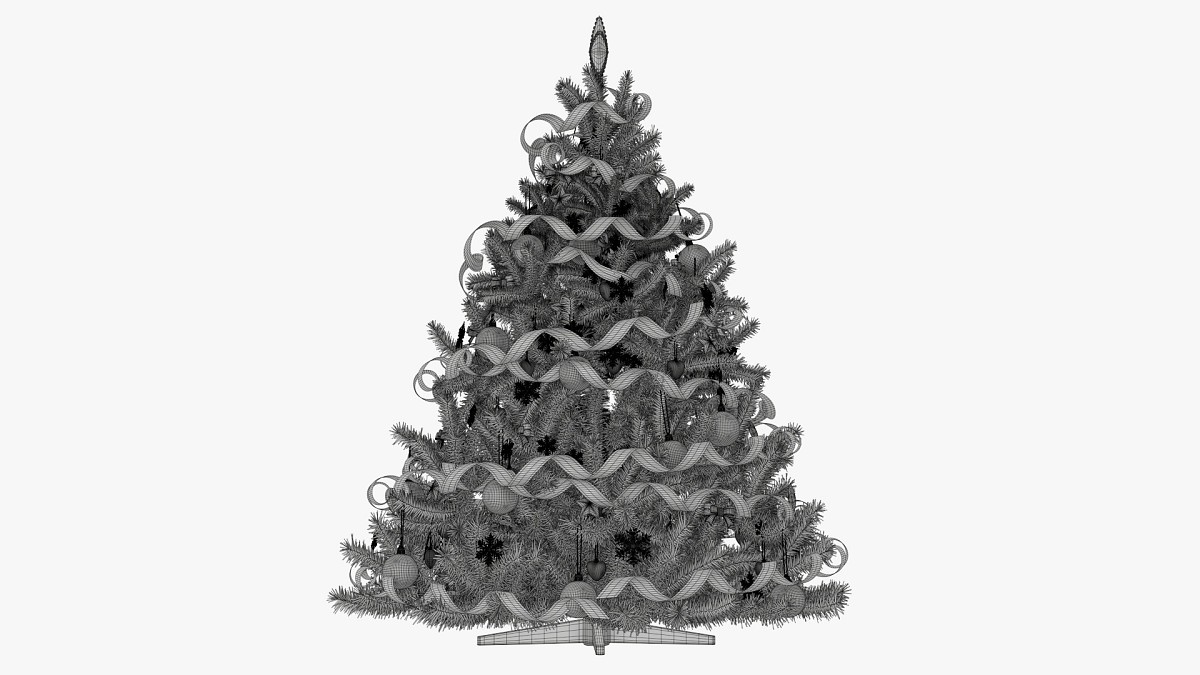 Artificial fir tree decorated 02