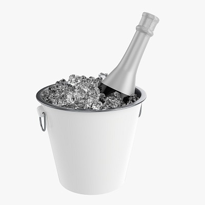 Bottle in bucket with ice
