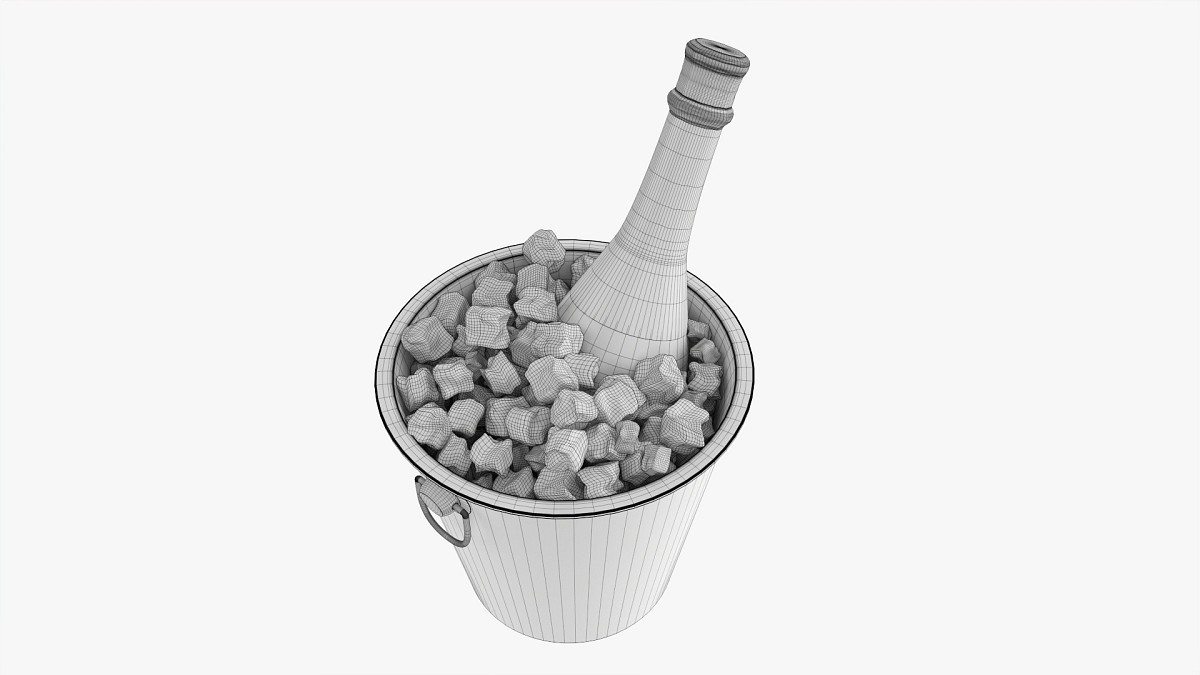 Champagne bottle in bucket with ice