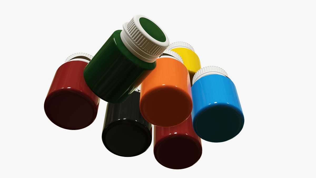 Color gouache paint jars