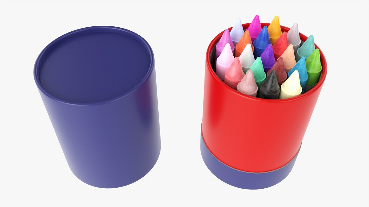 Crayons in cardboard tube box