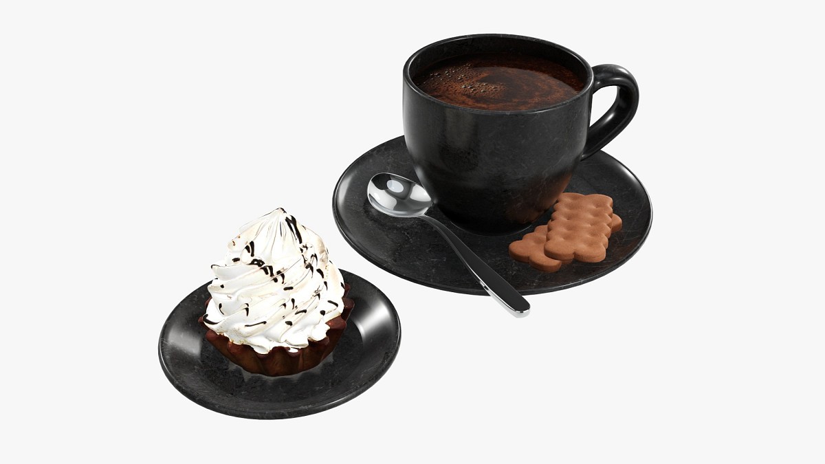 Cupcake with coffee and cookies