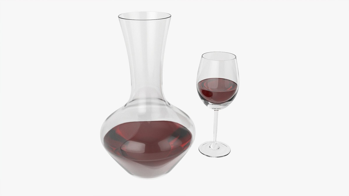 Decanter with wine and glass