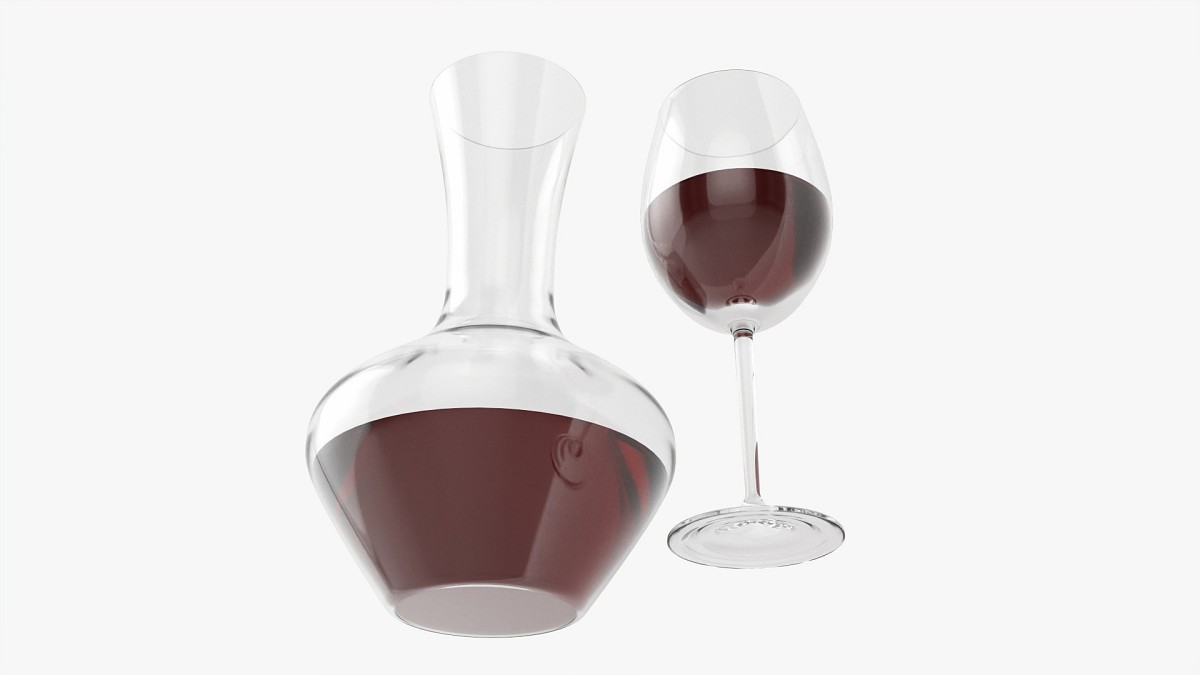 Decanter with wine and glass