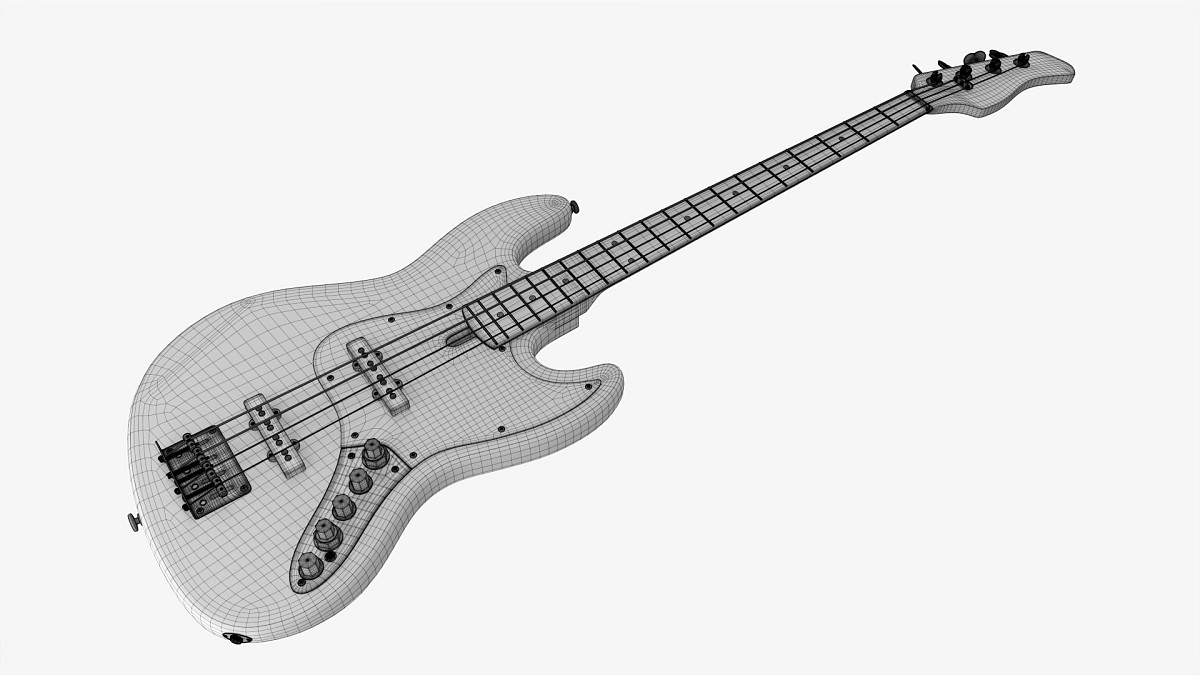 Electric 4-String Bass Guitar 02 White