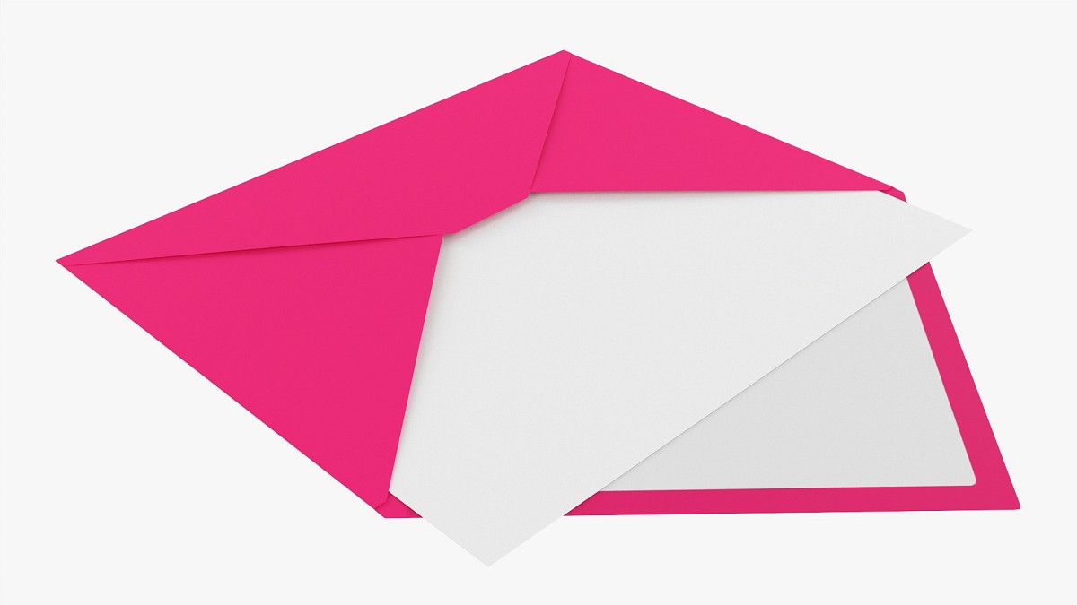 Envelope Mockup 05 Open Pink White