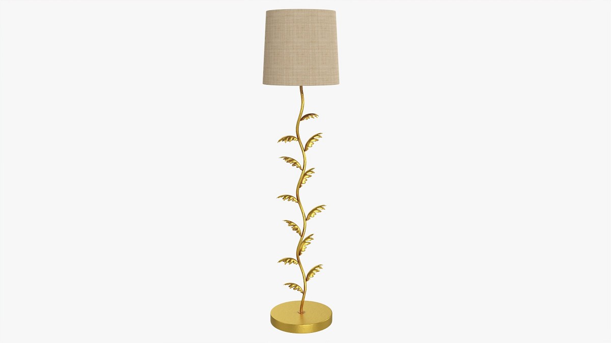 Floor lamp decorated with leaves