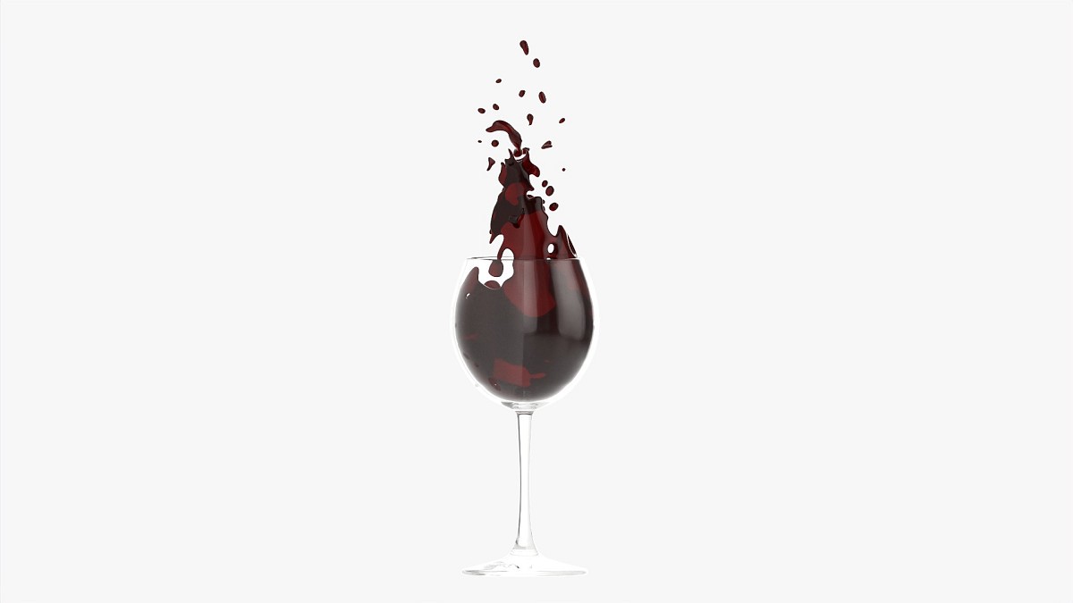 Wine glass with red wine splashing out