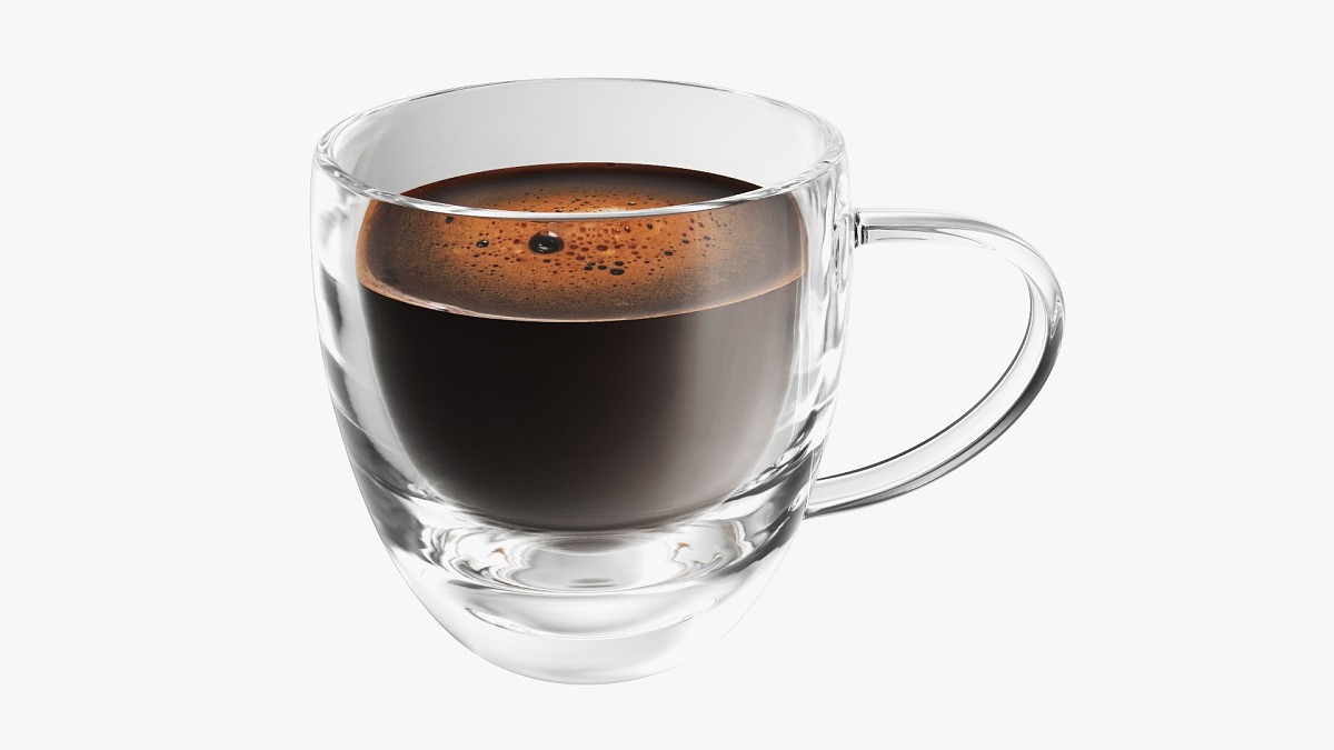 Glass transparent coffee mug with handle 05