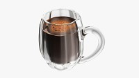 Glass transparent coffee mug with handle 08