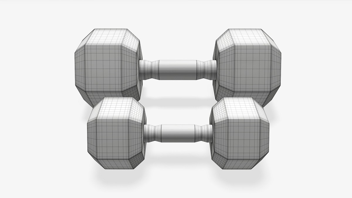 Hexagonal rubberized dumbbells 02