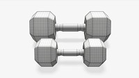 Hexagonal rubberized dumbbells 02