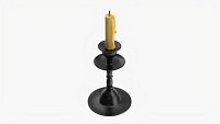 Old Bronze Candlestick With Candle