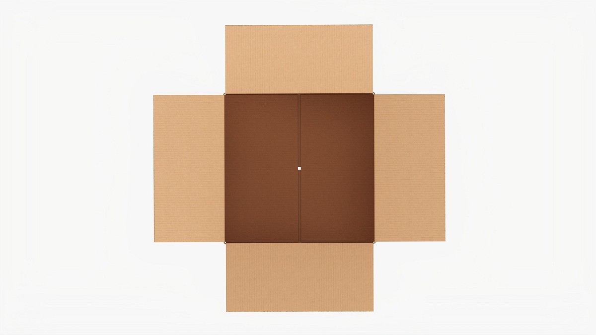 Open Cardboard Box Mockup 03
