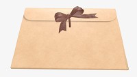 Paper gift envelope with bow mockup