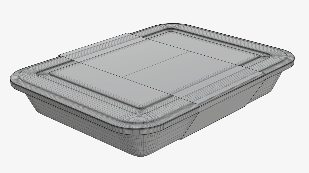 Plastic food container box tray with label mockup 04