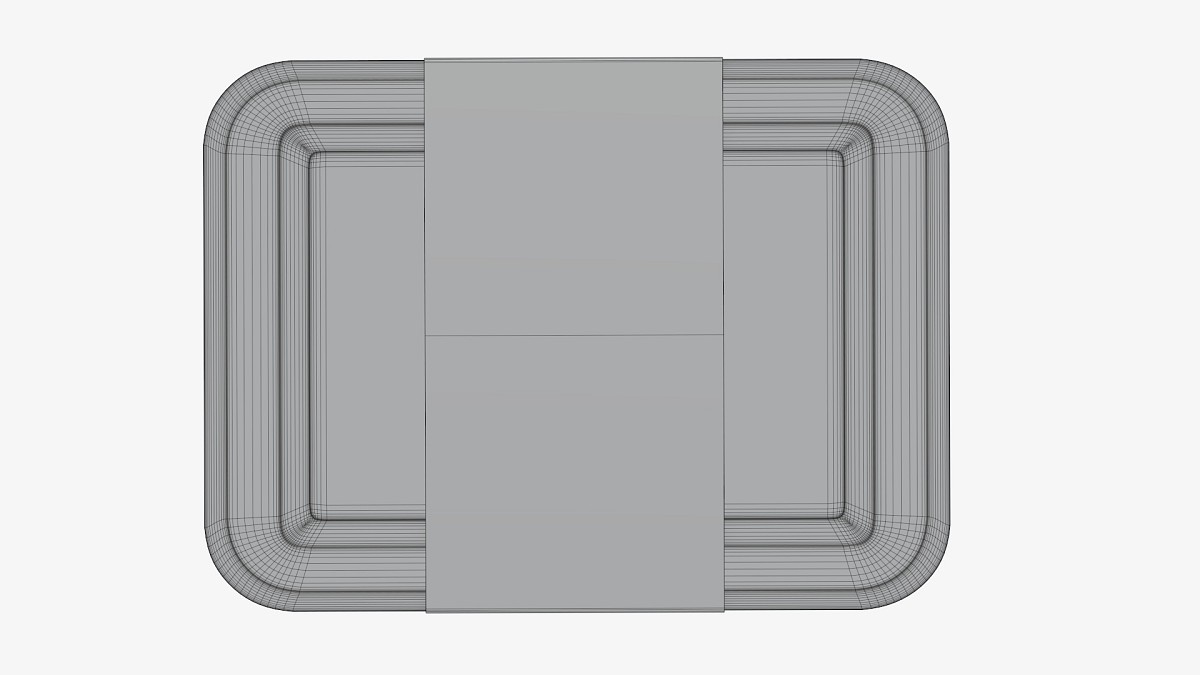 Plastic food container box tray with label mockup 04