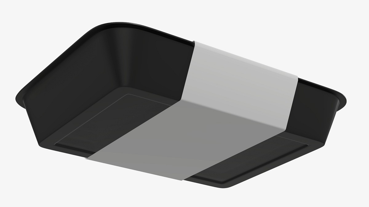 Plastic food container box tray with label mockup 07