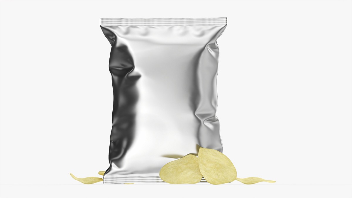 Potato chips medium package with folds 02 mockup