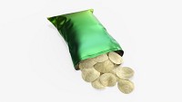 Potato chips package on ground opened with folds mockup 02