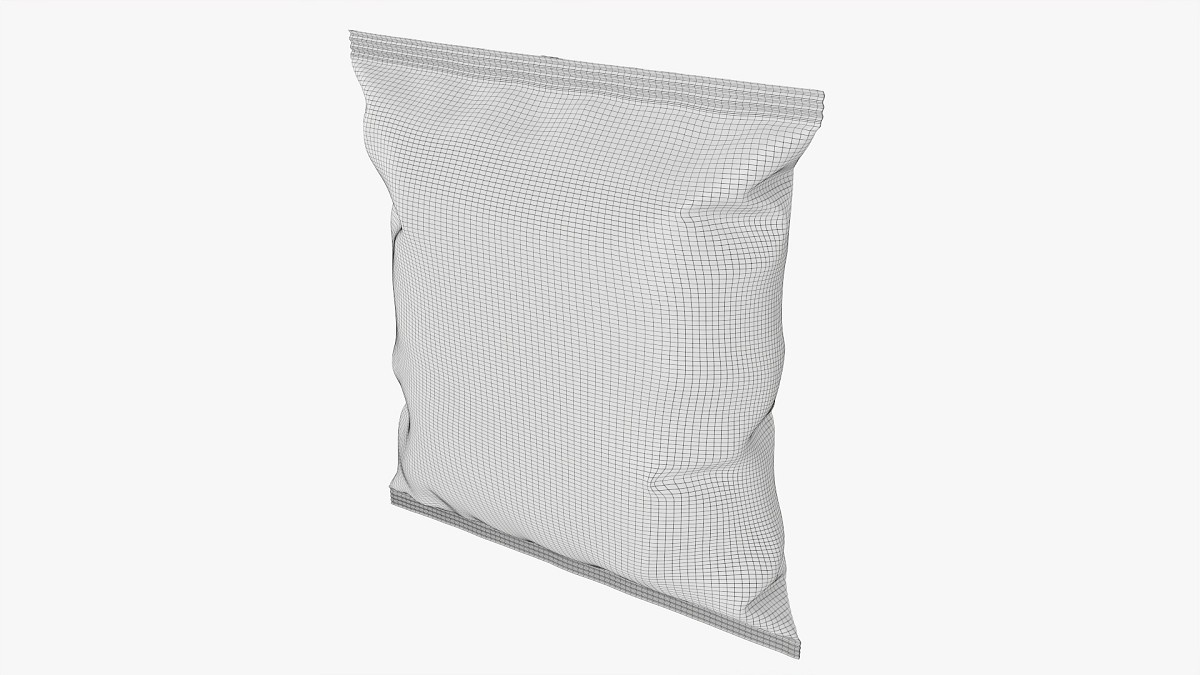 Potato chips small square package with folds mockup