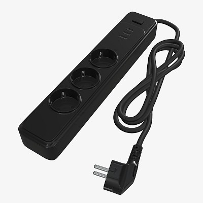 Power strip EU USB black
