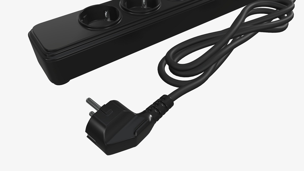Power strip EU with USB ports black