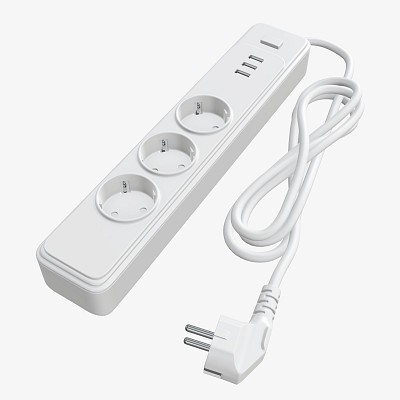 Power strip EU USB white