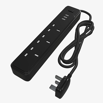 Power strip UK USB black