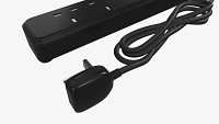 Power strip UK with USB ports black