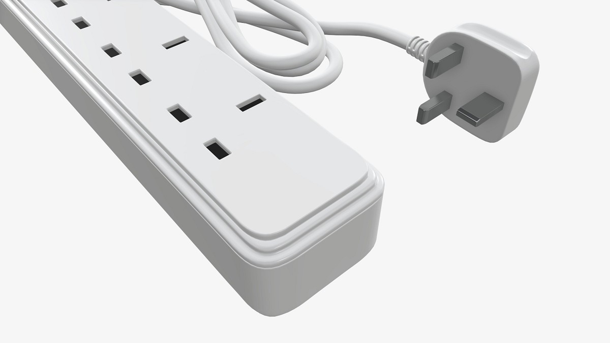 Power strip UK with USB ports white