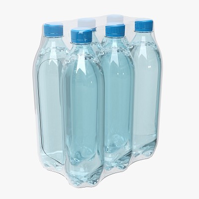 Six wrapped water bottles