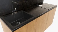 Small kitchen cooking surface sink