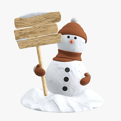 Snowman with signboard