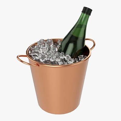 Bottle in bucket with ice