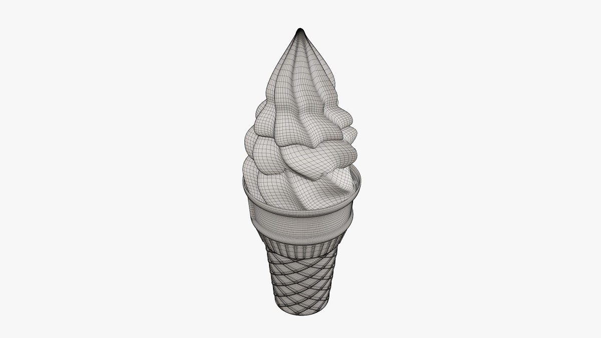 Waffle cone with ice cream 01