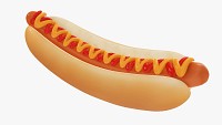 Hot dog with ketchup mustard stylized