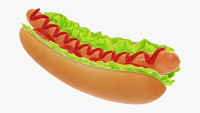 Hot dog with ketchup salad tomato stylized