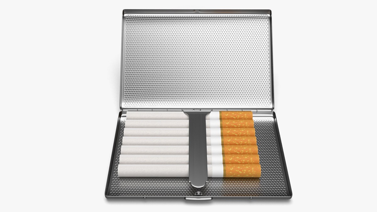 Metal cigarette case box 02 open