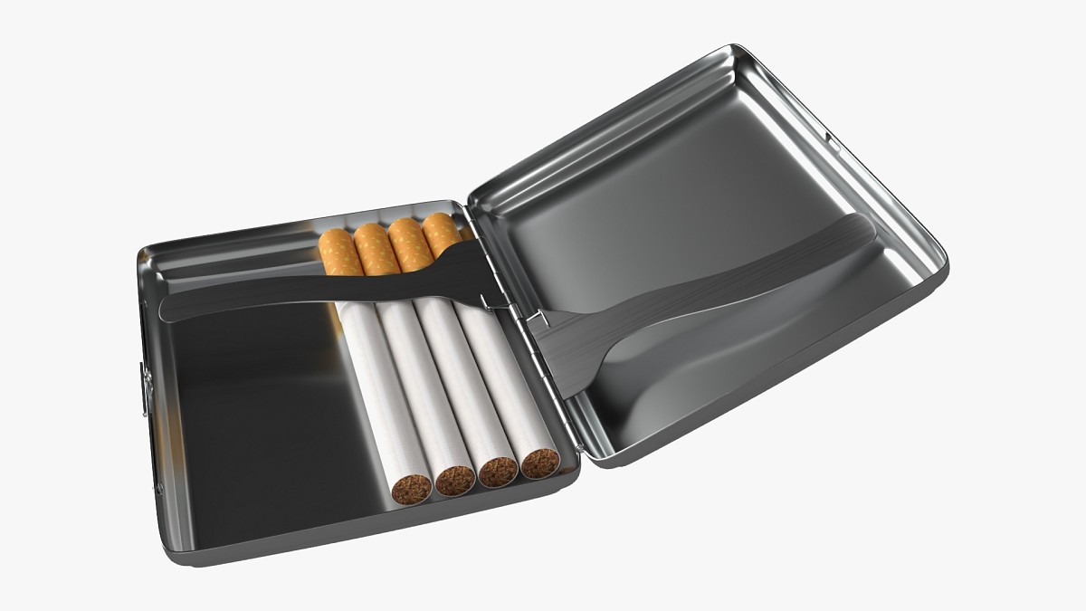 Metal cigarette case box 04 open